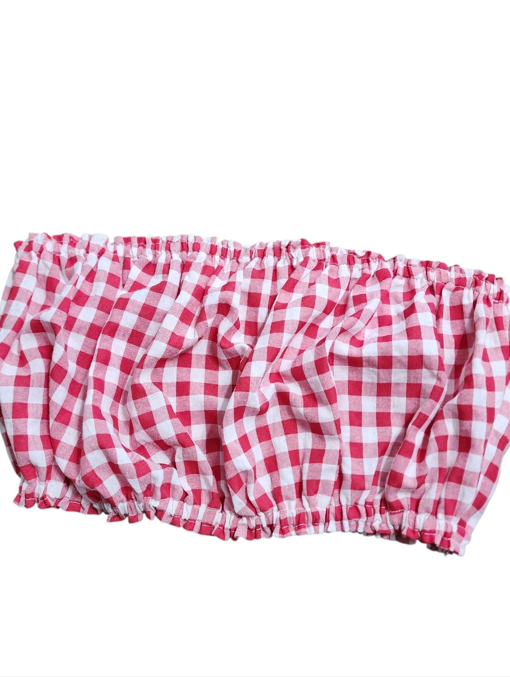 Mable Tube Top M Red White Gingham Summer Festival NWT